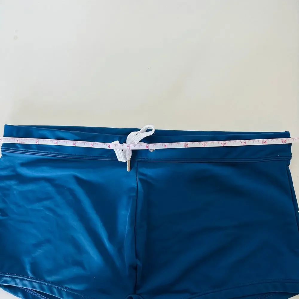 MENS 2XIST Navy Blue White Drawstring Tie Swimsuit Mini Swim Trunk Shorts L